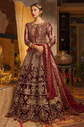 Zahra Ahmad - Aqua Jade - Red - Jamawar - 3 Piece